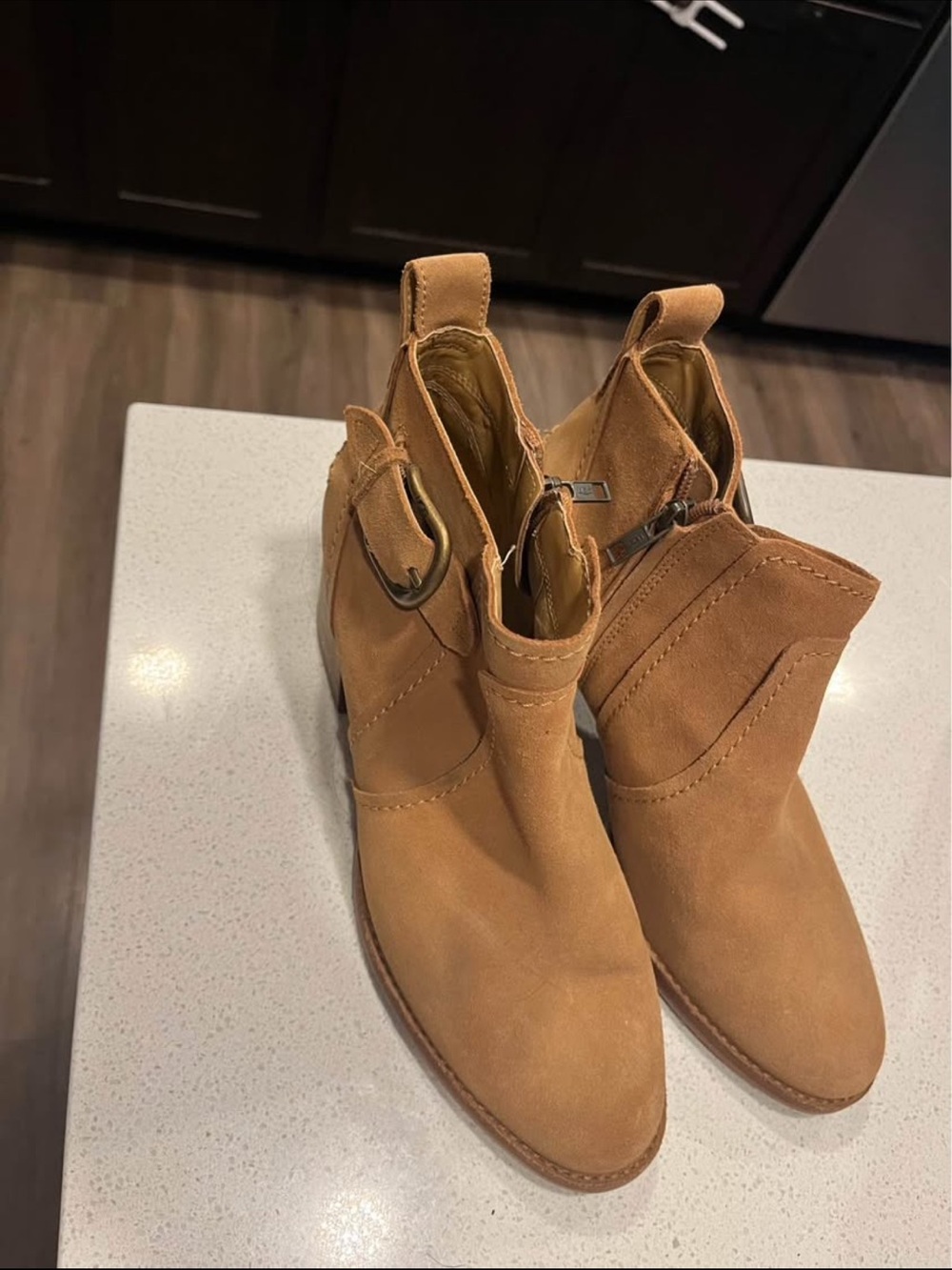UGG Women's Suede Ankle Booties in Chestnut Tan